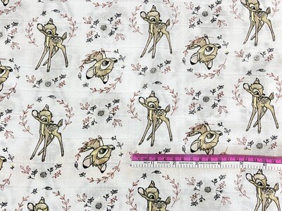 Bambi, Wreathes | Licensed Double Gauze Muslin | 130cm wide