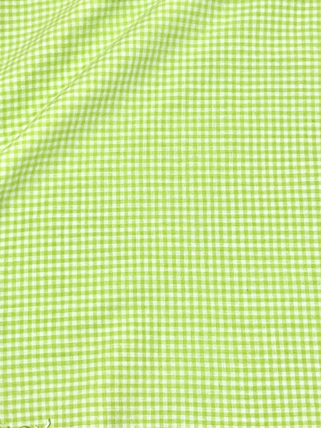 Gingham Lime, 2mm Checks | Yarn Dyed Cotton Woven | 135cm wide - 1.3m Piece