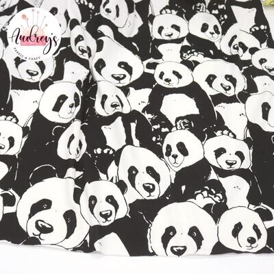 Panda, Allover | Cotton Jersey Fabric | 155cm Wide