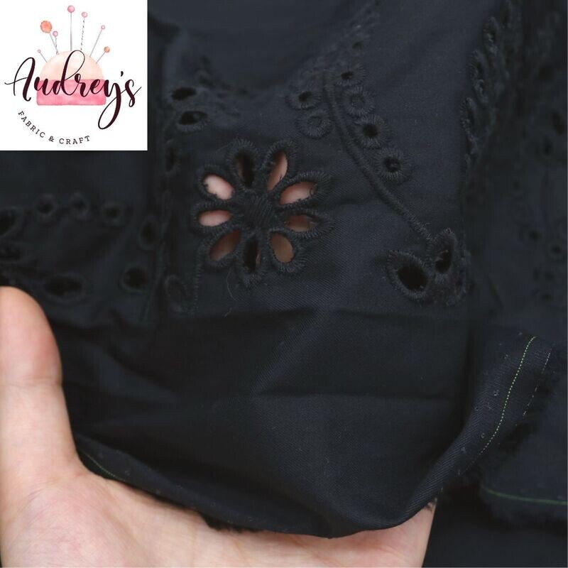 Letitia | Broderie Anglais Twill Fabric with Border-Print | 142cm Wide