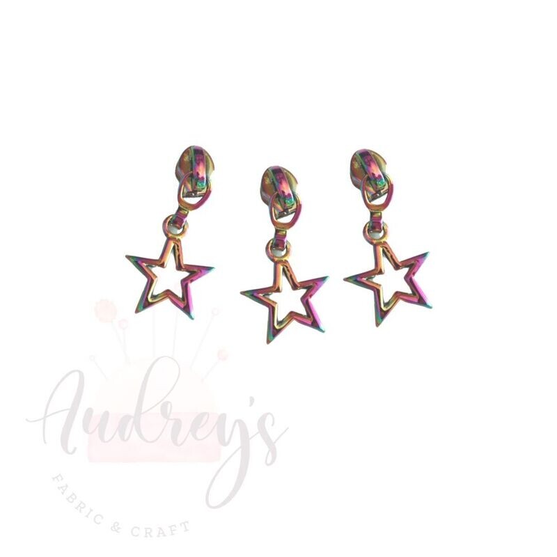 Star, Rainbow | Zipper Sliders | Fits #5 Nylon Zippers