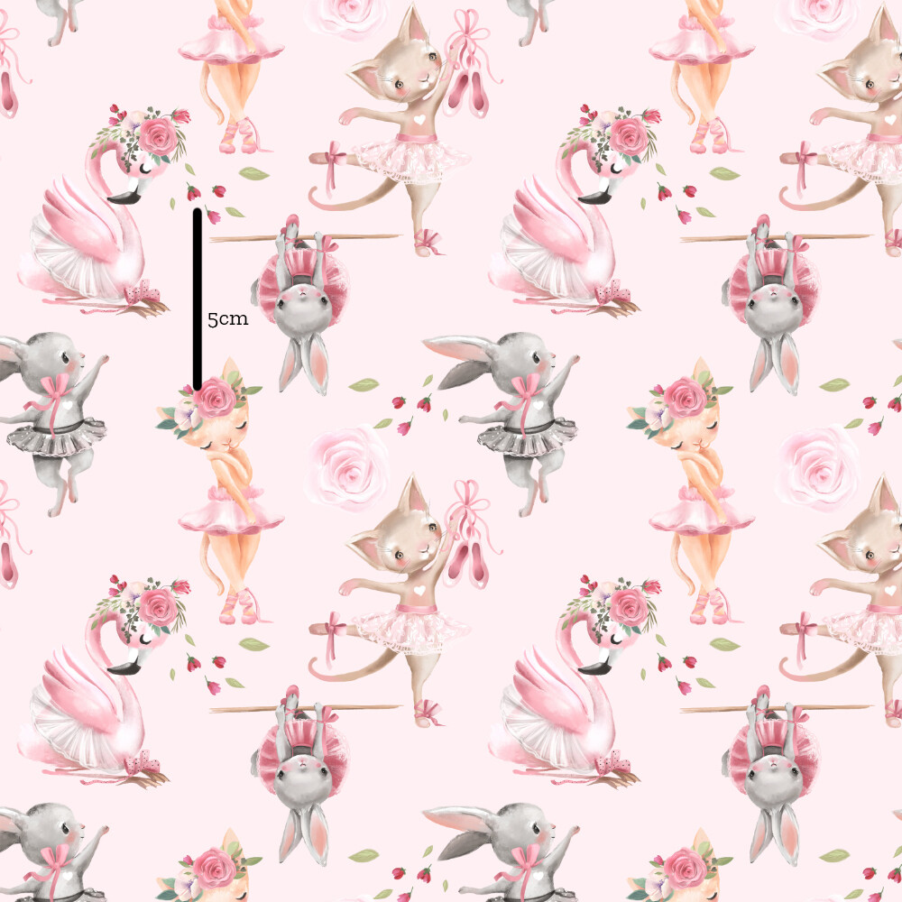 Ballet Friends, Pink | Digital-Print Custom PUL Waterproof Fabric | 150cm wide