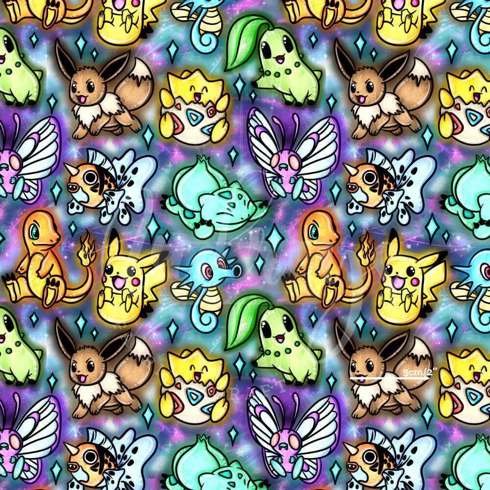 Pokemon, Sparkle | Digital-Print Cotton Lycra 240gsm | 150cm wide