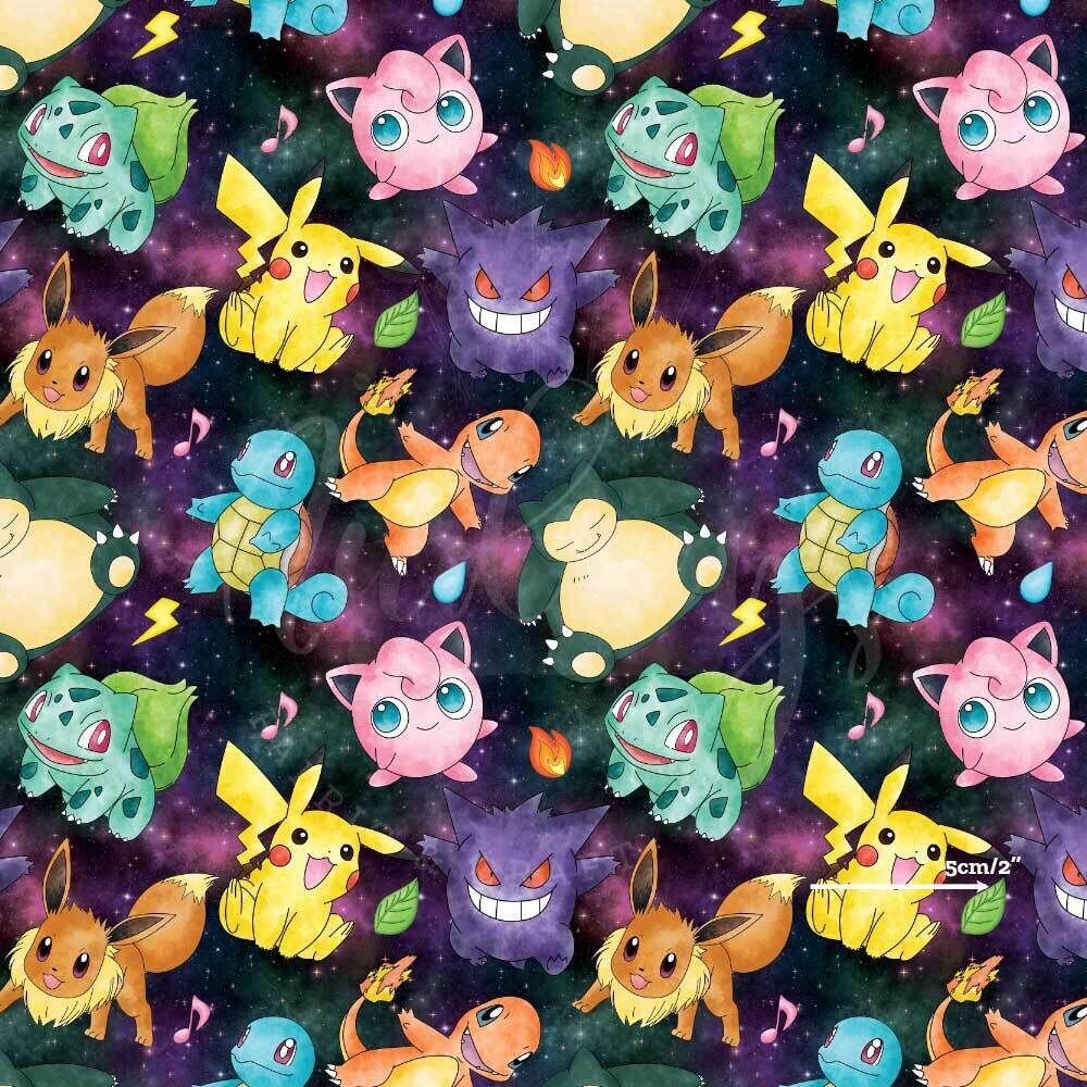 Pokemon, Magic Splatter | Digital-Print Custom PUL Waterproof Fabric | 150cm wide