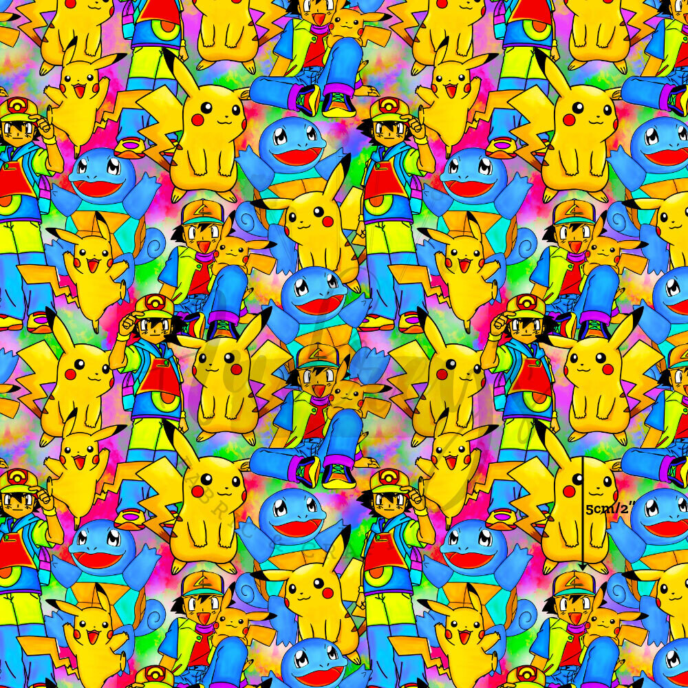 Pikachu Neon | Digital Print Custom Quilting Cotton | 145cm wide
