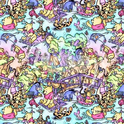 Summertime Pooh & Friends | Digital Print Custom Cotton Woven | 145cm wide