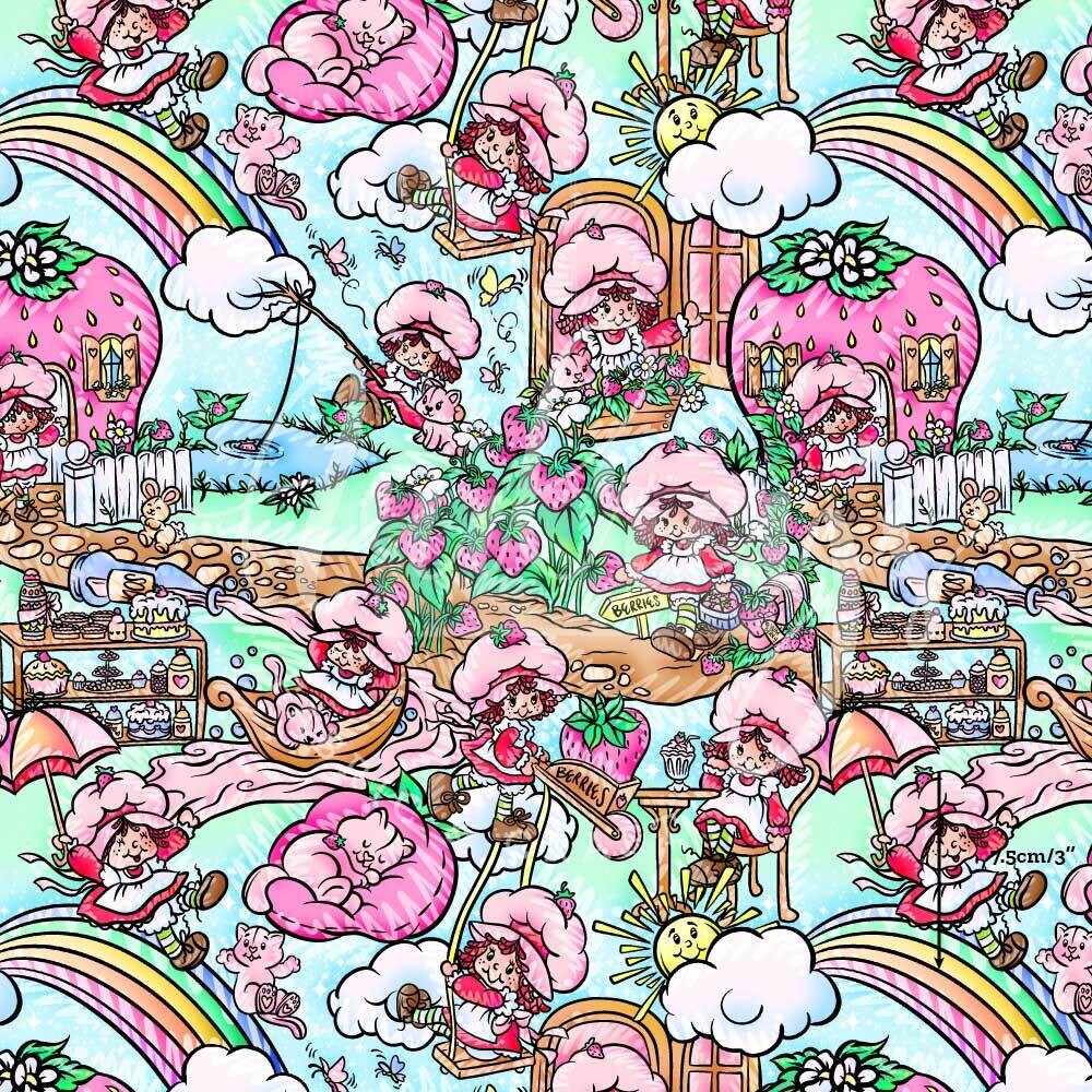 Summertime, Strawberry Shortcake | Digital Print Custom Cotton Woven | 145cm wide