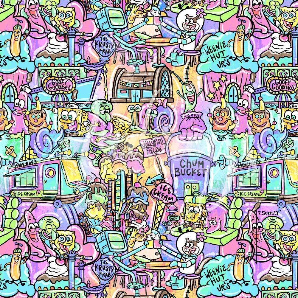 Spongebob Fun | Digital Print Custom Cotton Woven | 145cm wide