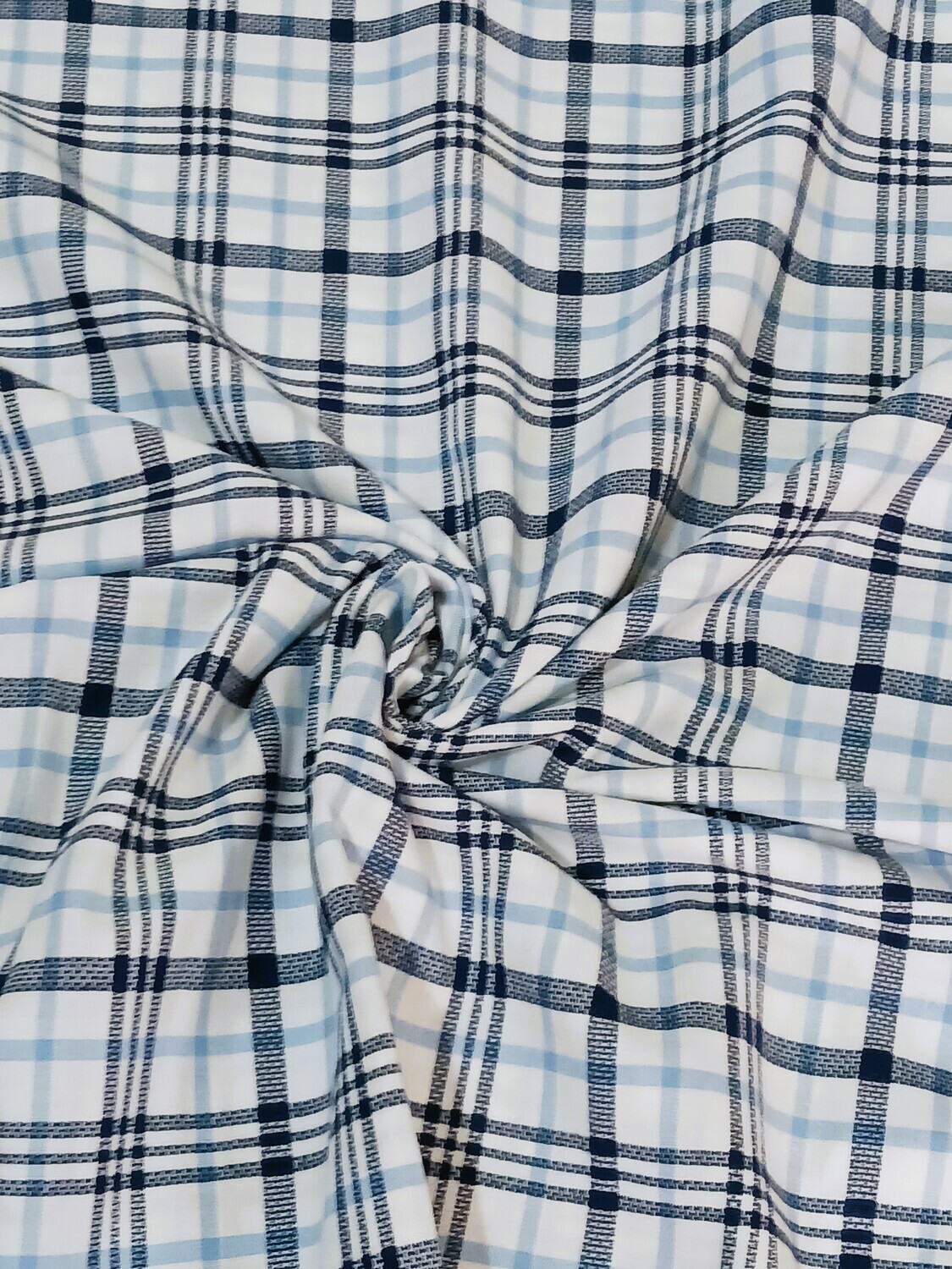 Classic Blue Plaid | Yarn Dyed Textured Cotton Woven | 145cm wide