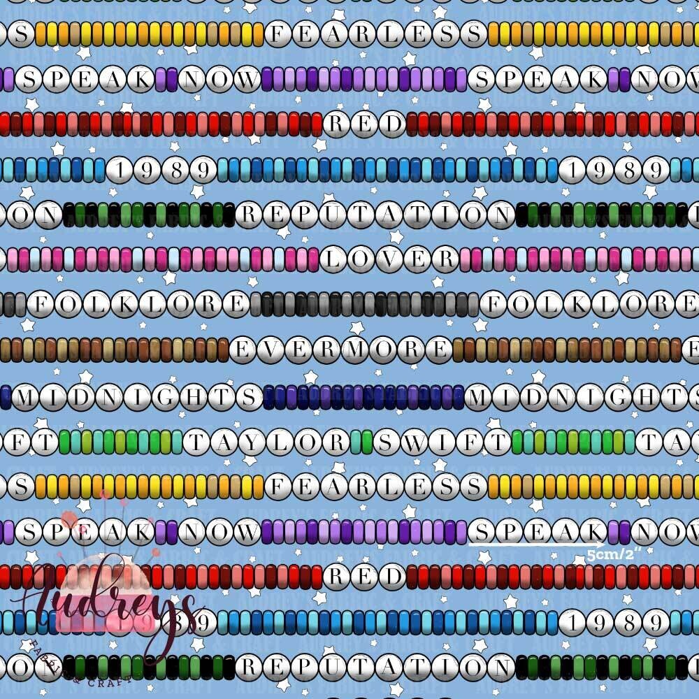 TS, Eras Bracelets | Digital Print Custom Quilting Cotton | 145cm wide