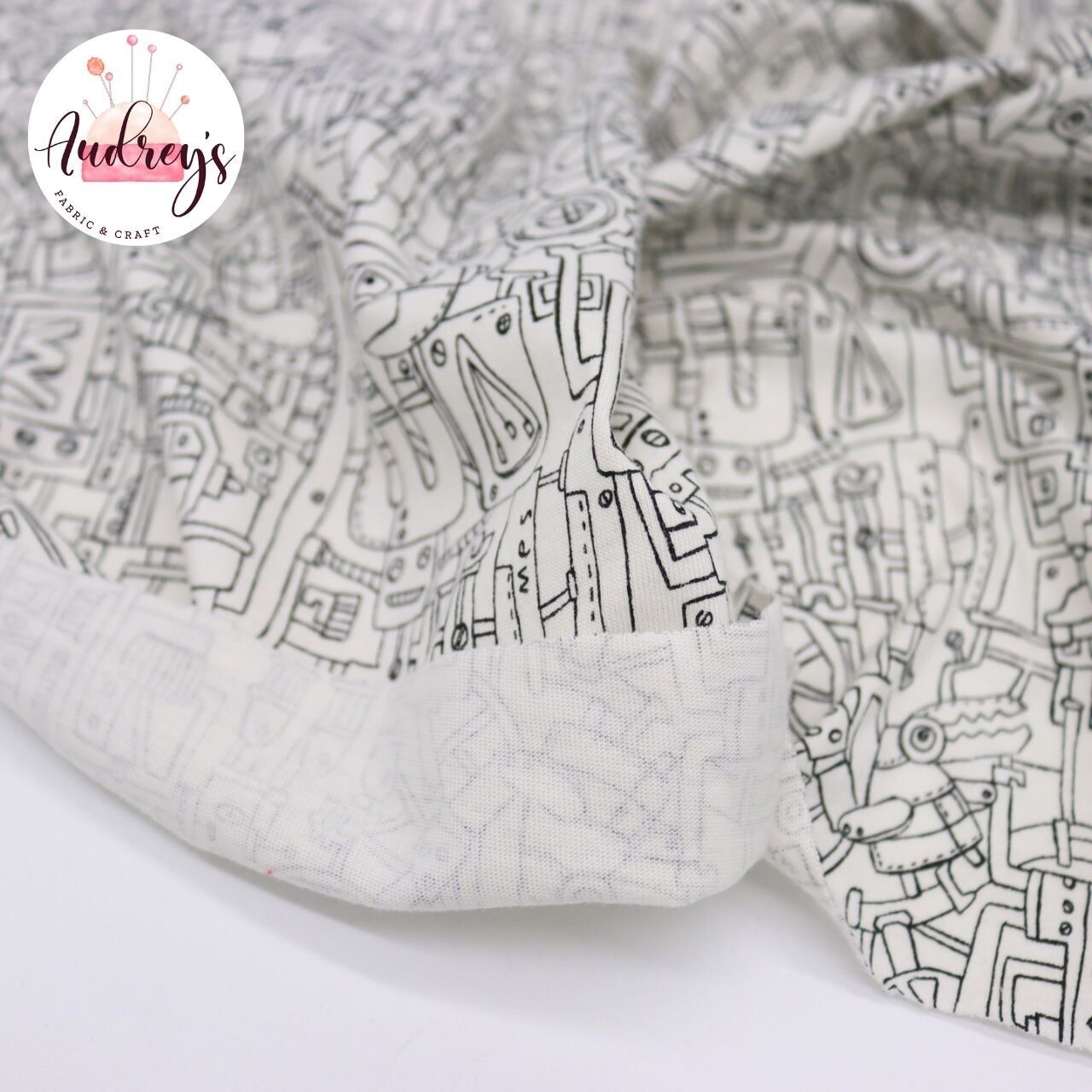 Robots | Combed Cotton Jersey T-Shirting Fabric | 175cm Wide