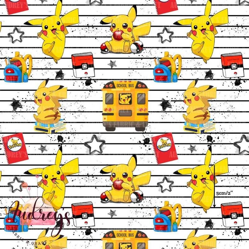 Back to School, Pikachu | Digital Print Custom Cotton Woven | 145cm wide