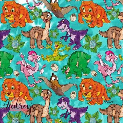 Land Before Time, Teal | Digital Print Custom Cotton Woven | 145cm wide