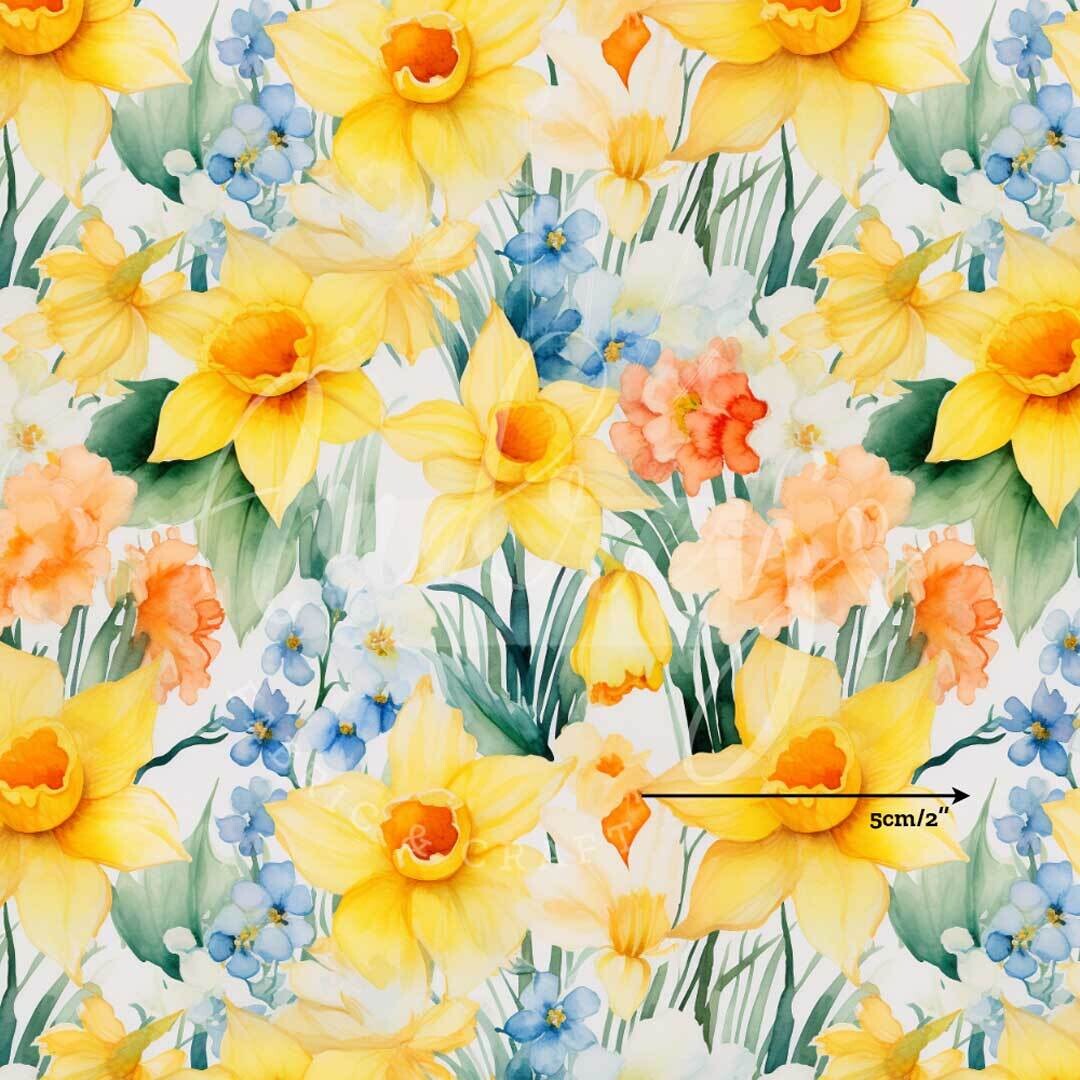 Daffodils, Watercolour | Digital-Print Cotton Woven | 145cm wide