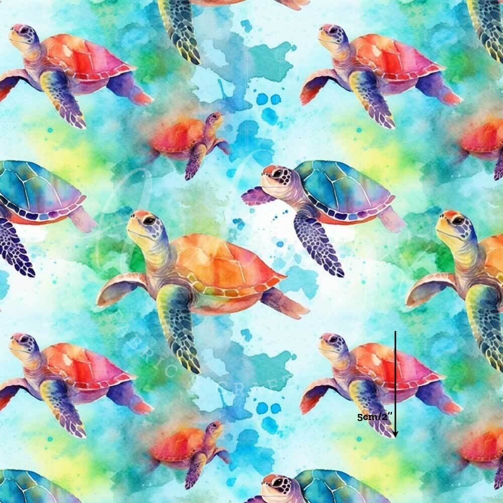 Watercolour Turtles | Digital-Print Cotton Woven | 145cm wide