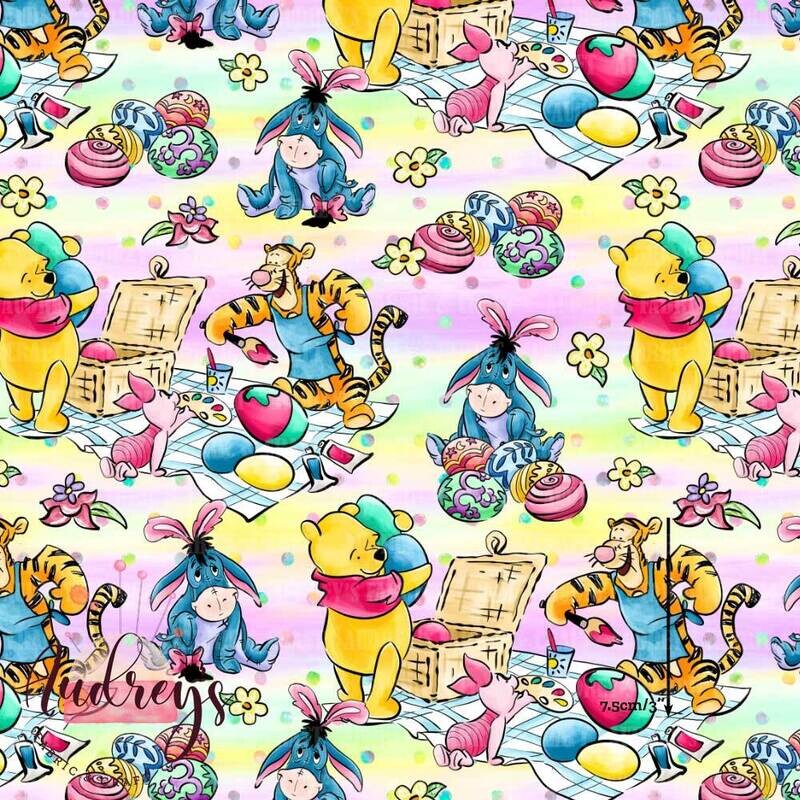 Winnie &amp; Friends. Easter Picnic | Digital-Print Cotton Lycra 240gsm | 150cm wide