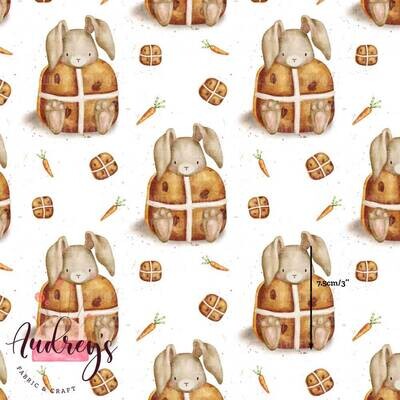 Bunnies & Hot Cross Buns | Digital-Print Cotton Lycra 240gsm | 150cm wide