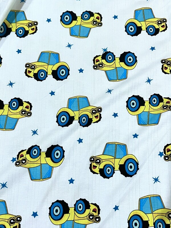 Nursery Tractor | Ribbed Modal Rayon Spandex Fabric | 168cm Wide
