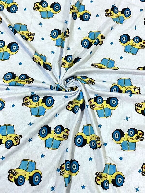 Nursery Tractor | Ribbed Modal Rayon Spandex Fabric | 168cm Wide