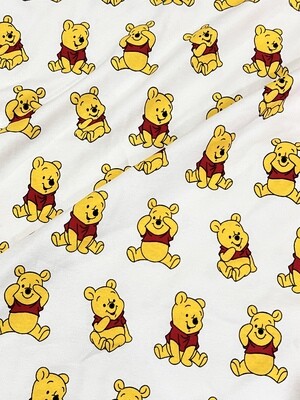 Cute Pooh | Licensed Ribbed Cotton Jersey | 130cm Wide