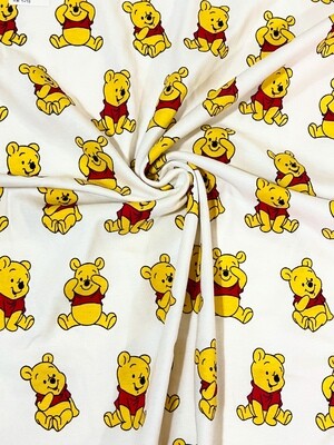 Cute Pooh | Licensed Ribbed Cotton Jersey | 130cm Wide