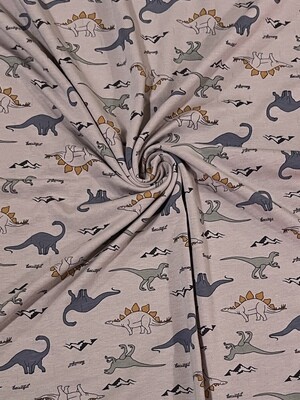 Dinosaurs | Ribbed Modal Rayon Spandex Fabric | 170cm Wide