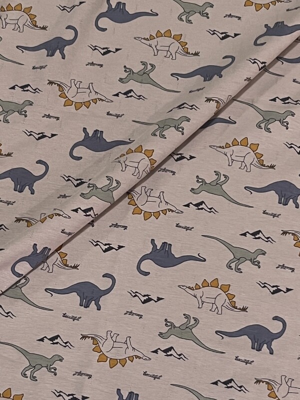 Dinosaurs | Ribbed Modal Rayon Spandex Fabric | 170cm Wide