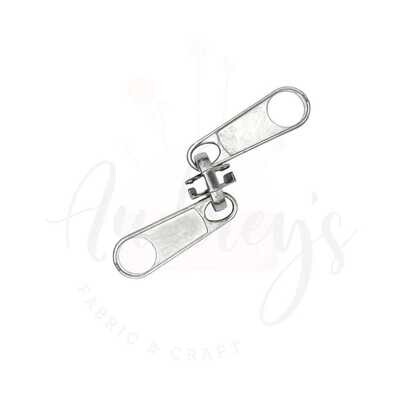 Silver | Double-Sided Zipper Sliders | Fits #5 Nylon Zippers