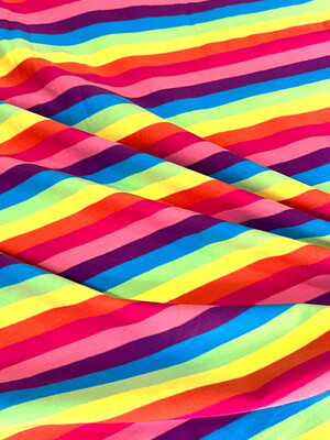 Rainbow Stripes | Cotton Lycra Print Fabric, 220gsm