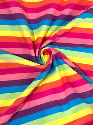 Rainbow Stripes | Cotton Lycra Print Fabric. 220gsm