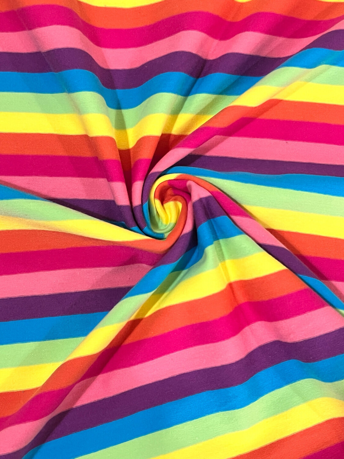 Rainbow Stripes | Cotton Lycra Print Fabric, 220gsm