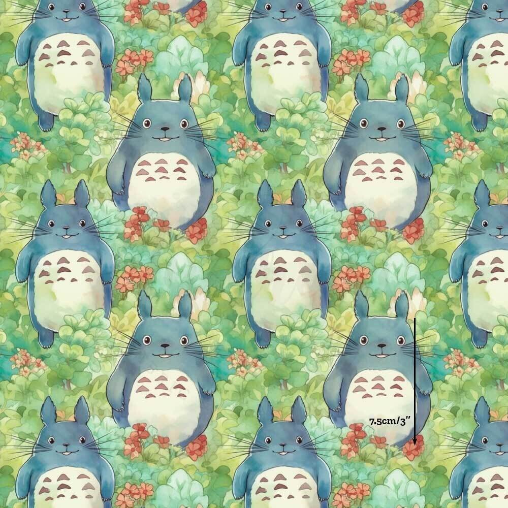 Watercolour Totoro | Digital-Print Cotton Lycra 240gsm | 150cm wide