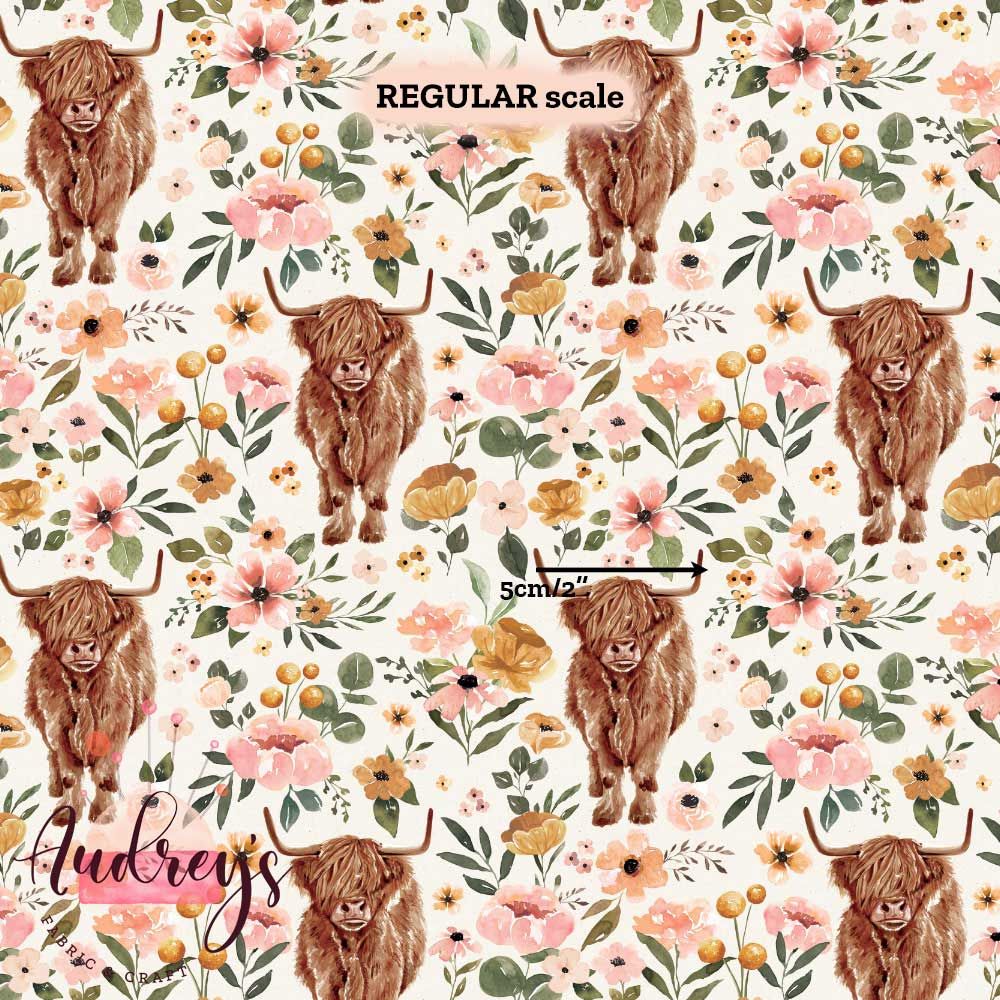 Highland Cow, Blush Floral | PRE-ORDER | Choose Your Own Base