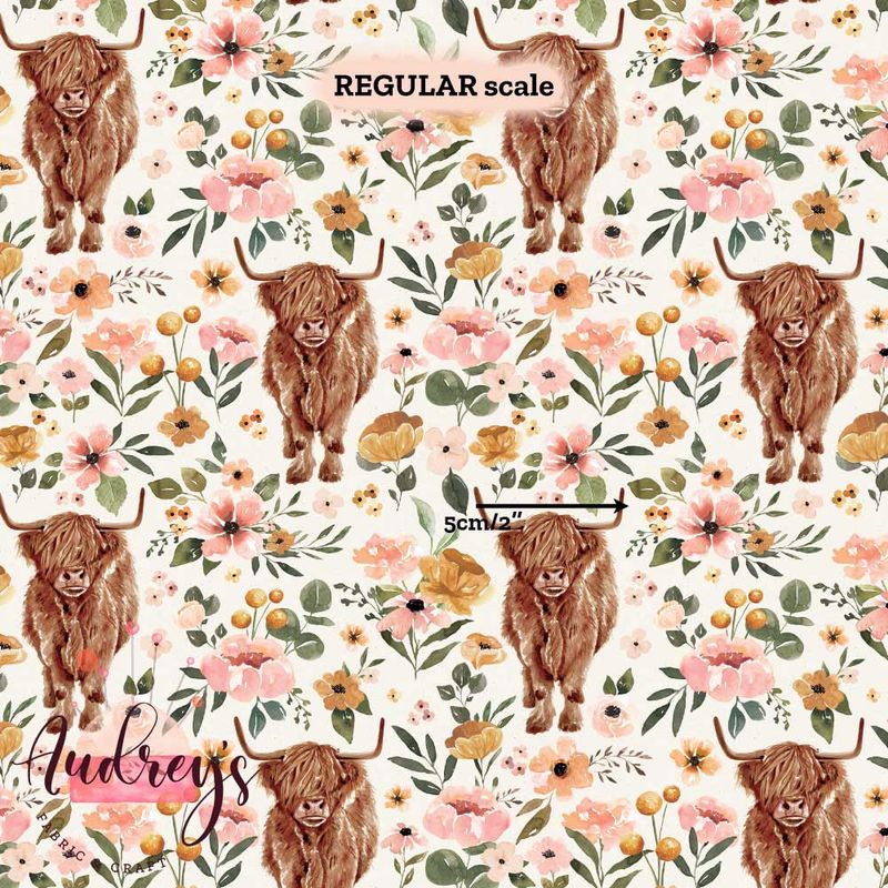 Highland Cow, Blush Floral | PRE-ORDER | Choose Your Own Base