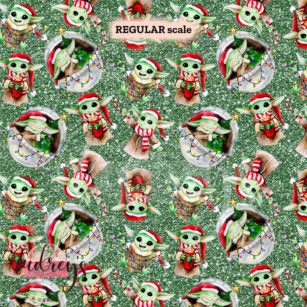 Xmas Baby Yoda Grogu, Glitter | PRE-ORDER | Choose Your Own Base