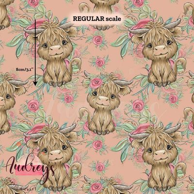 Highland Cow, Blush Toss | PRE-ORDER | Choose Your Own Base