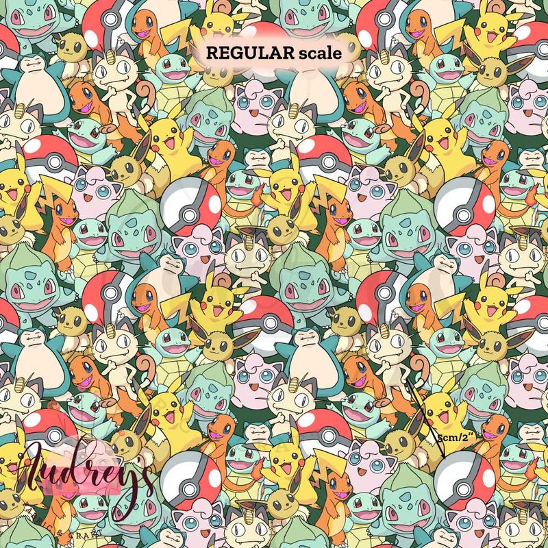 Pokemon Stacked | PRE-ORDER Digitally Printed Fabric | 27 Fabric Bases