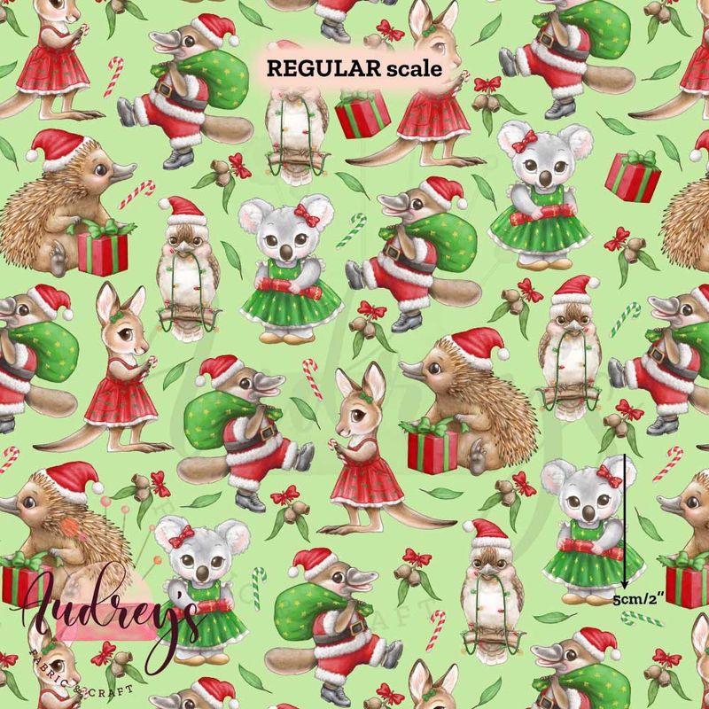 Aussie Xmas Animals, Light Green | PRE-ORDER | Choose Your Own Base