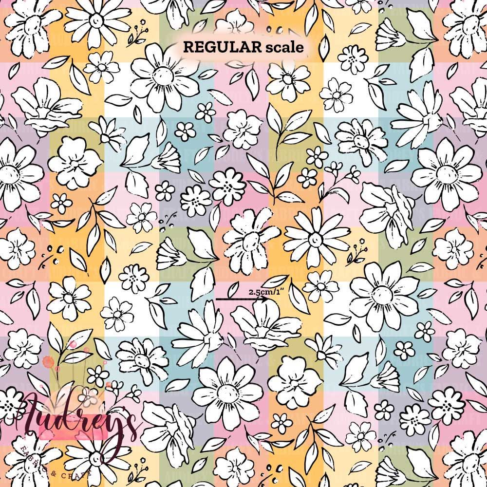 Floral on Rainbow Gingham | PRE-ORDER | Choose Your Own Base