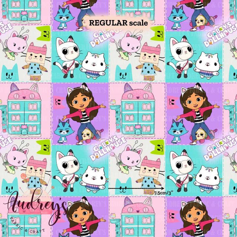 Gabby Dollhouse, Patches | Digital Print Custom Cotton Woven | 145cm wide
