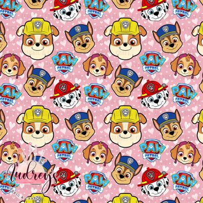 Paw Patrol, Pink Toss | Digital Print Custom Cotton Woven | 145cm wide