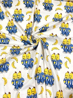 PJ Bananas | Licensed Organic Cotton Lycra Fabric, 200gsm