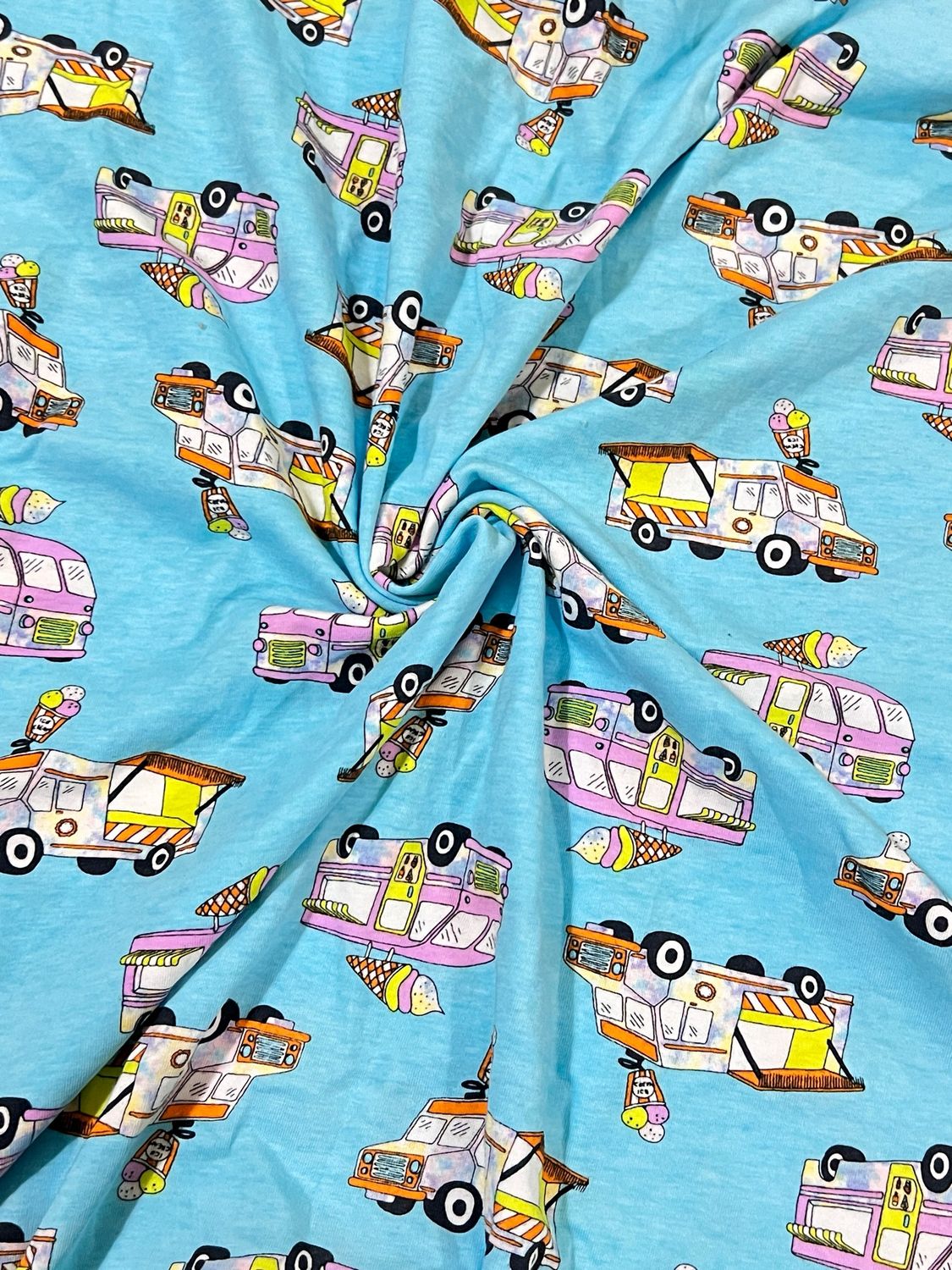 Icecream Truck | Cotton Lycra Print Fabric, 180gsm