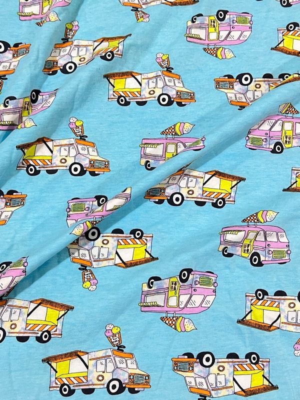 Icecream Truck | Cotton Lycra Print Fabric, 180gsm