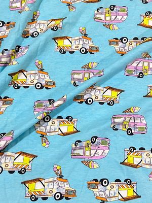 Icecream Truck | Cotton Lycra Print Fabric, 180gsm