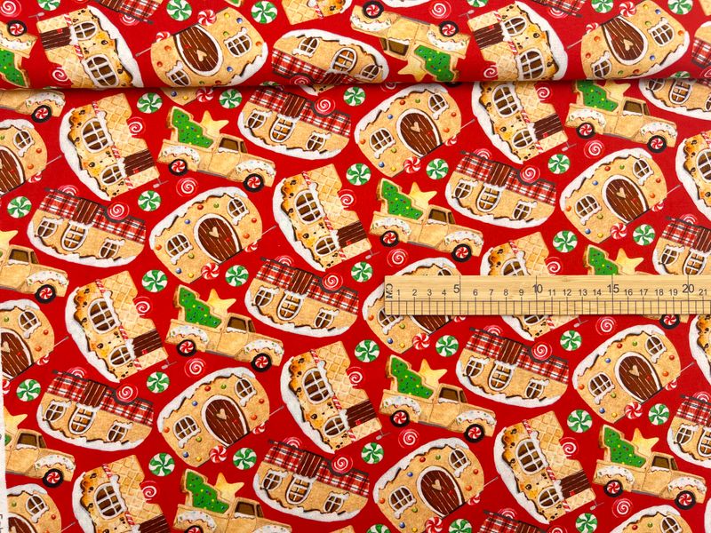 Xmas Gingerbread Caravan | Quilting Cotton | 112cm Wide