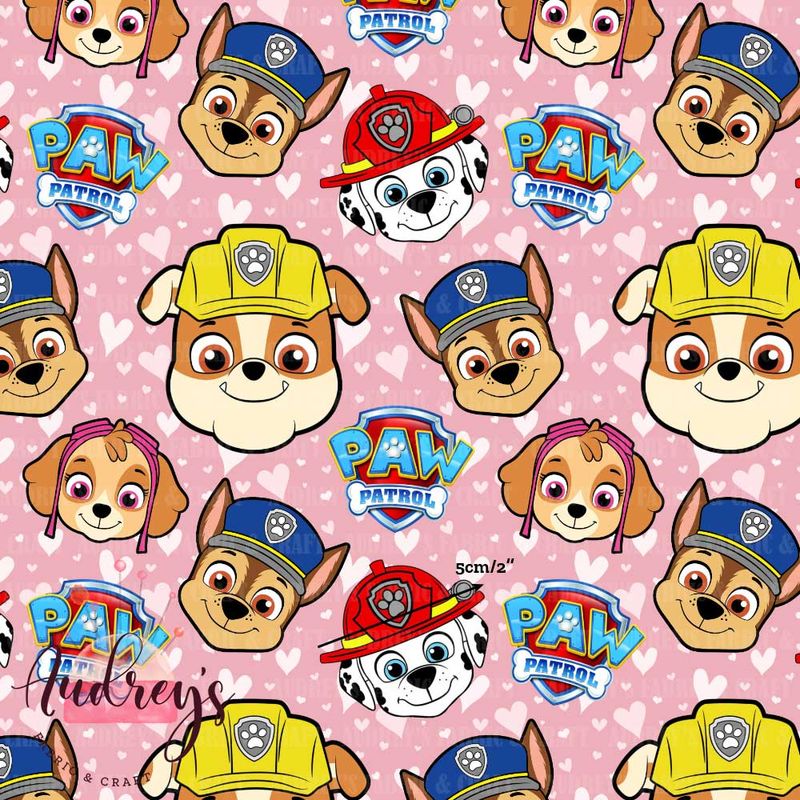 Paw Patrol, Pink Toss | Digital Print Custom Cotton Woven | 145cm wide