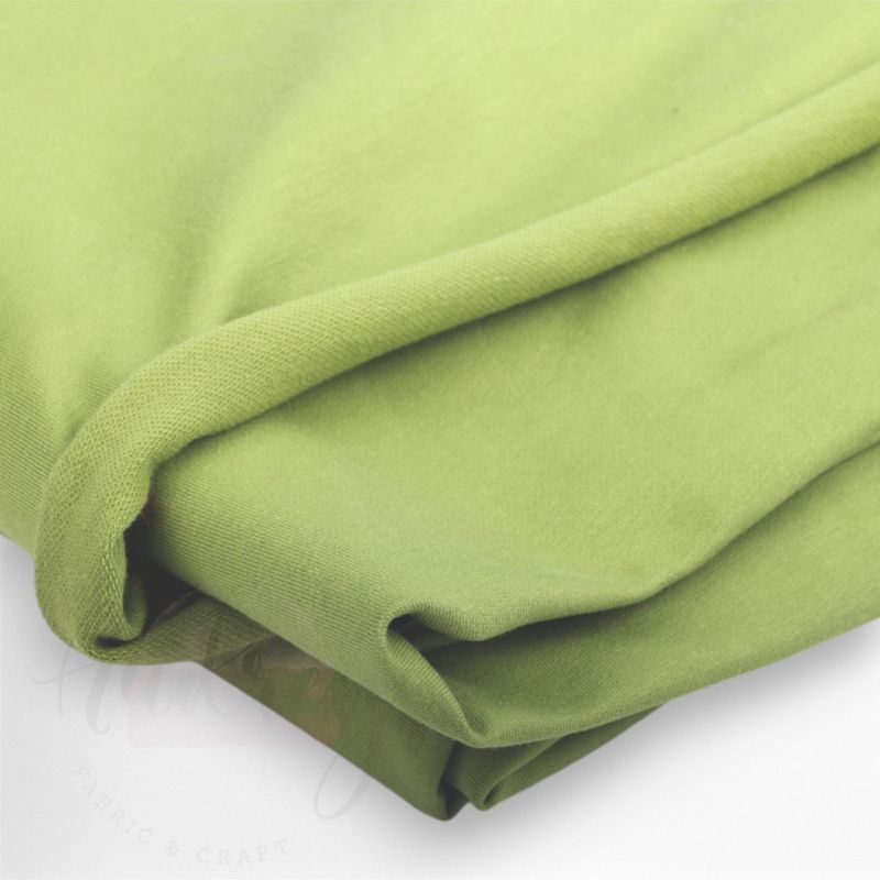 Dark Lime | Stretch French Terry Solid Fabric, 260gsm