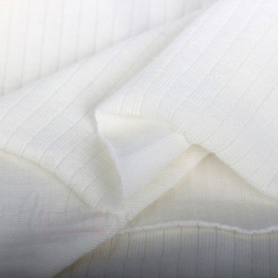 Creamy White | Ribbed Cotton Jersey Knit Fabric, 250gsm