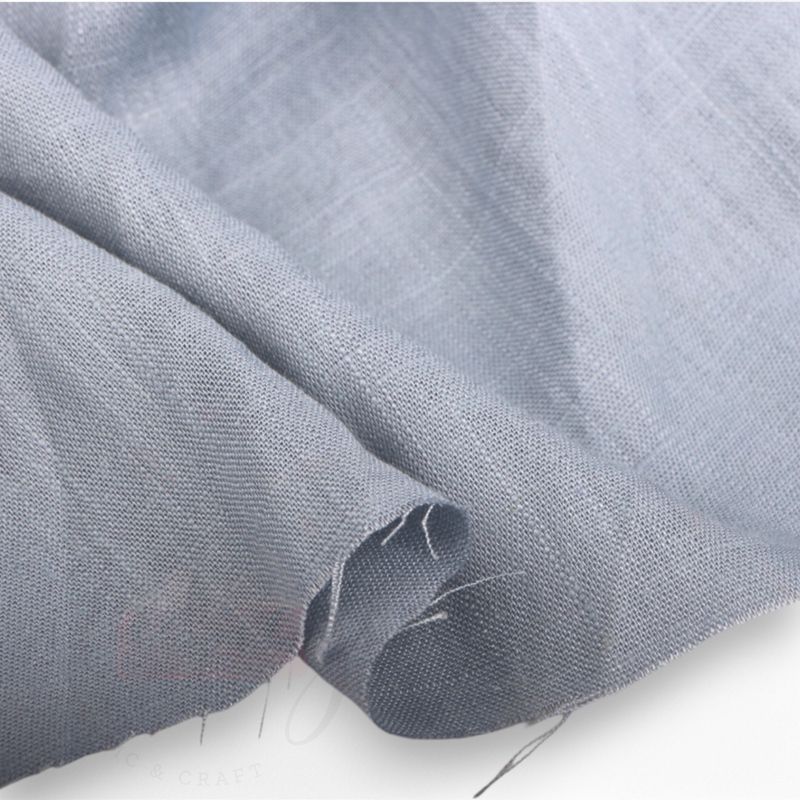 Grey Blue | Cotton Linen Blend Slub Fabric